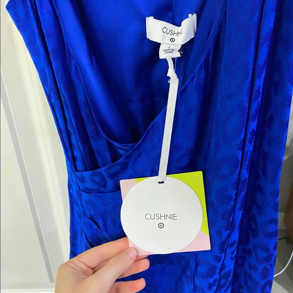 Sexy blue leopard satin dress